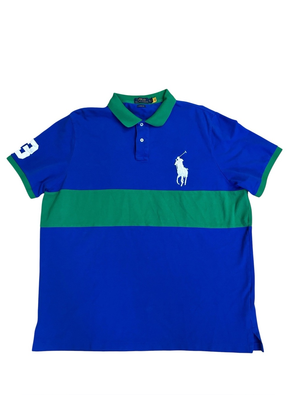 Polo Ralph Lauren Big Pony‎ Blue Green Colorblock Classic Fit Polo Shirt XXL